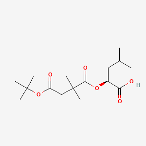 molecular formula C16H28O6 B574669 2-[(4-tert-Butoxy-2,2-dimethyl-4-oxobutanoyl)oxy]-4-methylpentanoic acid CAS No. 186193-10-2