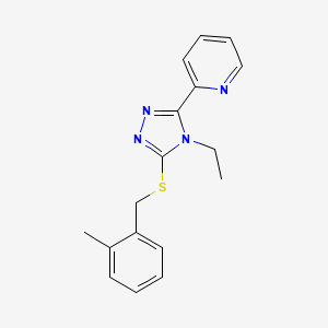 molecular formula C17H18N4S B5746800 2-{4-ethyl-5-[(2-methylbenzyl)thio]-4H-1,2,4-triazol-3-yl}pyridine 