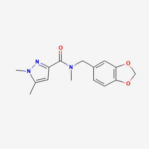molecular formula C15H17N3O3 B5746865 N-(1,3-benzodioxol-5-ylmethyl)-N,1,5-trimethyl-1H-pyrazole-3-carboxamide 