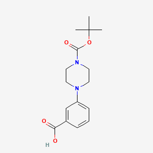 molecular formula C16H22N2O4 B574696 3-(4-(Tert-butoxycarbonyl)piperazin-1-yl)benzoic acid CAS No. 193818-13-2