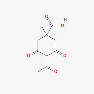 molecular formula C10H12O5 B574697 4-Acetyl-3,5-dioxo-1-methylcyclohexanecarboxylic acid CAS No. 181486-37-3