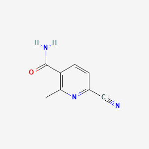 molecular formula C8H7N3O B574703 3-Pyridinecarboxamide, 6-cyano-2-methyl- CAS No. 160601-82-1