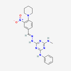 molecular formula C22H25N9O2 B5747048 3-nitro-4-(1-piperidinyl)benzaldehyde [4-anilino-6-(methylamino)-1,3,5-triazin-2-yl]hydrazone 
