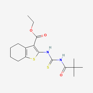 ethyl 2-({[(2,2-dimethylpropanoyl)amino]carbonothioyl}amino)-4,5,6,7-tetrahydro-1-benzothiophene-3-carboxylate