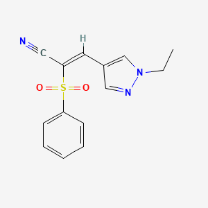 molecular formula C14H13N3O2S B5747202 3-(1-ethyl-1H-pyrazol-4-yl)-2-(phenylsulfonyl)acrylonitrile 