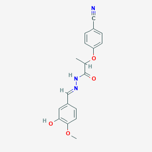 molecular formula C18H17N3O4 B5747228 2-(4-cyanophenoxy)-N'-(3-hydroxy-4-methoxybenzylidene)propanohydrazide 