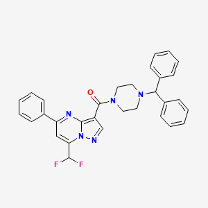 molecular formula C31H27F2N5O B5747293 7-(difluoromethyl)-3-{[4-(diphenylmethyl)-1-piperazinyl]carbonyl}-5-phenylpyrazolo[1,5-a]pyrimidine 