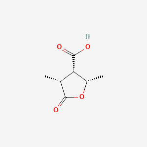 molecular formula C7H10O4 B574730 (2S,3S,4R)-2,4-dimethyl-5-oxooxolane-3-carboxylic acid CAS No. 185246-58-6