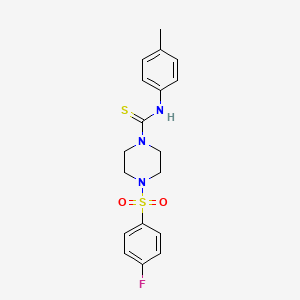 molecular formula C18H20FN3O2S2 B5747351 4-[(4-fluorophenyl)sulfonyl]-N-(4-methylphenyl)-1-piperazinecarbothioamide 