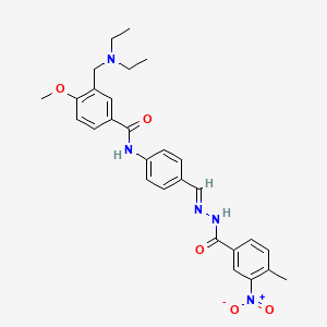 3-[(diethylamino)methyl]-4-methoxy-N-{4-[2-(4-methyl-3-nitrobenzoyl)carbonohydrazonoyl]phenyl}benzamide