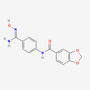 molecular formula C15H13N3O4 B5747442 N-{4-[amino(hydroxyimino)methyl]phenyl}-1,3-benzodioxole-5-carboxamide 