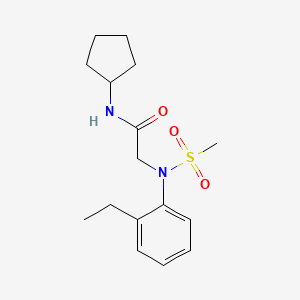 molecular formula C16H24N2O3S B5747632 N~1~-cyclopentyl-N~2~-(2-ethylphenyl)-N~2~-(methylsulfonyl)glycinamide 