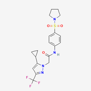 2-[5-cyclopropyl-3-(trifluoromethyl)-1H-pyrazol-1-yl]-N-[4-(1-pyrrolidinylsulfonyl)phenyl]acetamide