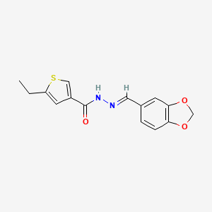 molecular formula C15H14N2O3S B5747697 N'-(1,3-benzodioxol-5-ylmethylene)-5-ethyl-3-thiophenecarbohydrazide 