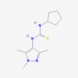 molecular formula C12H20N4S B5747801 N-cyclopentyl-N'-(1,3,5-trimethyl-1H-pyrazol-4-yl)thiourea 