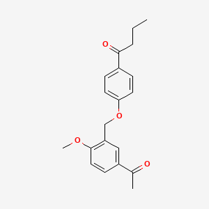 molecular formula C20H22O4 B5747808 1-{4-[(5-acetyl-2-methoxybenzyl)oxy]phenyl}-1-butanone 