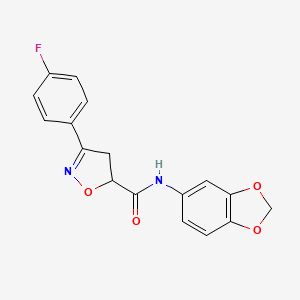 molecular formula C17H13FN2O4 B5747953 N-1,3-benzodioxol-5-yl-3-(4-fluorophenyl)-4,5-dihydro-5-isoxazolecarboxamide 