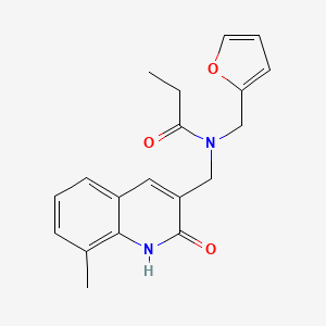 molecular formula C19H20N2O3 B5748044 N-(2-furylmethyl)-N-[(2-hydroxy-8-methyl-3-quinolinyl)methyl]propanamide 