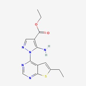 molecular formula C14H15N5O2S B5748132 ethyl 5-amino-1-(6-ethylthieno[2,3-d]pyrimidin-4-yl)-1H-pyrazole-4-carboxylate 