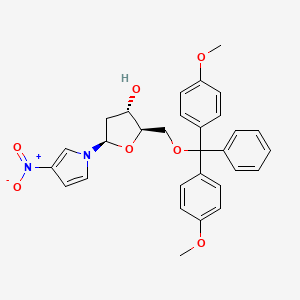 molecular formula C30H30N2O7 B574827 1-(5-O-(Dimethoxytrityl)-beta-D-2-deoxyribofuranosyl)-3-nitropyrrole CAS No. 166984-63-0