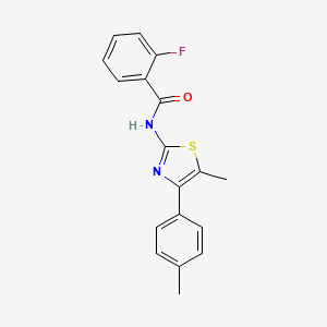 2-fluoro-N-[5-methyl-4-(4-methylphenyl)-1,3-thiazol-2-yl]benzamide
