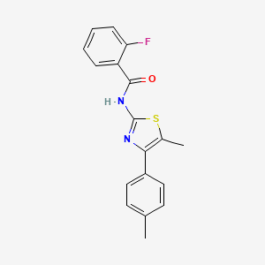 molecular formula C18H15FN2OS B5748414 2-fluoro-N-[5-methyl-4-(4-methylphenyl)-1,3-thiazol-2-yl]benzamide 