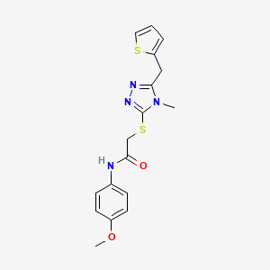 molecular formula C17H18N4O2S2 B5748437 N-(4-methoxyphenyl)-2-{[4-methyl-5-(2-thienylmethyl)-4H-1,2,4-triazol-3-yl]thio}acetamide 
