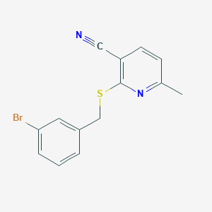 molecular formula C14H11BrN2S B5748442 2-[(3-bromobenzyl)thio]-6-methylnicotinonitrile 