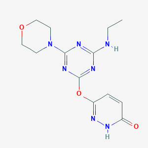 molecular formula C13H17N7O3 B5748449 6-{[4-(ethylamino)-6-(4-morpholinyl)-1,3,5-triazin-2-yl]oxy}-3-pyridazinol 