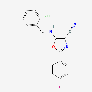 molecular formula C17H11ClFN3O B5748470 5-[(2-chlorobenzyl)amino]-2-(4-fluorophenyl)-1,3-oxazole-4-carbonitrile 