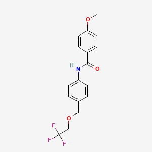 molecular formula C17H16F3NO3 B5748565 4-methoxy-N-{4-[(2,2,2-trifluoroethoxy)methyl]phenyl}benzamide 
