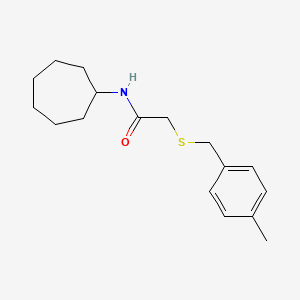 molecular formula C17H25NOS B5748637 N-cycloheptyl-2-[(4-methylbenzyl)thio]acetamide 