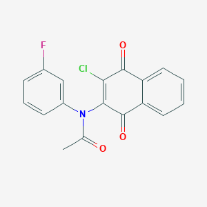 molecular formula C18H11ClFNO3 B5748732 N-(3-chloro-1,4-dioxo-1,4-dihydro-2-naphthalenyl)-N-(3-fluorophenyl)acetamide 