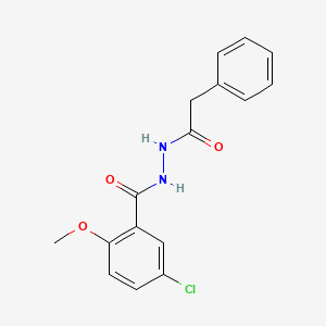 molecular formula C16H15ClN2O3 B5748755 5-chloro-2-methoxy-N'-(phenylacetyl)benzohydrazide 