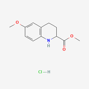 molecular formula C12H16ClNO3 B574882 Methyl 6-methoxy-1,2,3,4-tetrahydroquinoline-2-carboxylate hydrochloride CAS No. 176641-34-2