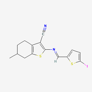 molecular formula C15H13IN2S2 B5748828 2-{[(5-iodo-2-thienyl)methylene]amino}-6-methyl-4,5,6,7-tetrahydro-1-benzothiophene-3-carbonitrile 