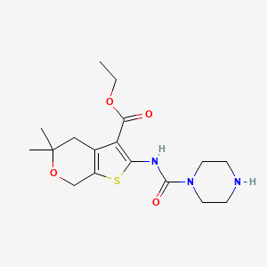 molecular formula C17H25N3O4S B5748912 ethyl 5,5-dimethyl-2-[(1-piperazinylcarbonyl)amino]-4,7-dihydro-5H-thieno[2,3-c]pyran-3-carboxylate 