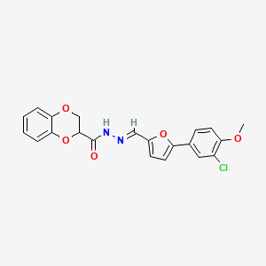 molecular formula C21H17ClN2O5 B5748945 N'-{[5-(3-chloro-4-methoxyphenyl)-2-furyl]methylene}-2,3-dihydro-1,4-benzodioxine-2-carbohydrazide 