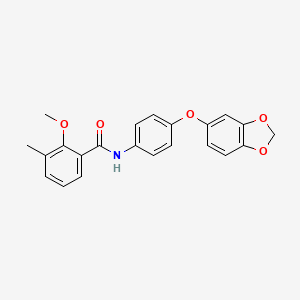 molecular formula C22H19NO5 B5748961 N-[4-(1,3-benzodioxol-5-yloxy)phenyl]-2-methoxy-3-methylbenzamide 