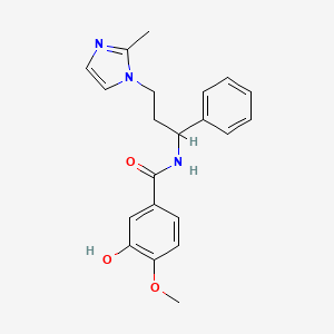 molecular formula C21H23N3O3 B5748989 3-hydroxy-4-methoxy-N-[3-(2-methyl-1H-imidazol-1-yl)-1-phenylpropyl]benzamide 