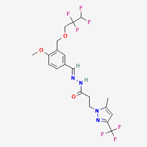 molecular formula C20H21F7N4O3 B5749009 N'-{4-methoxy-3-[(2,2,3,3-tetrafluoropropoxy)methyl]benzylidene}-3-[5-methyl-3-(trifluoromethyl)-1H-pyrazol-1-yl]propanohydrazide 