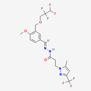 molecular formula C20H21F7N4O3 B5749009 N-((E)-1-{4-METHOXY-3-[(2,2,3,3-TETRAFLUOROPROPOXY)METHYL]PHENYL}METHYLIDENE)-3-[5-METHYL-3-(TRIFLUOROMETHYL)-1H-PYRAZOL-1-YL]PROPANOHYDRAZIDE 