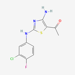 molecular formula C11H9ClFN3OS B5749211 1-{4-amino-2-[(3-chloro-4-fluorophenyl)amino]-1,3-thiazol-5-yl}ethanone 