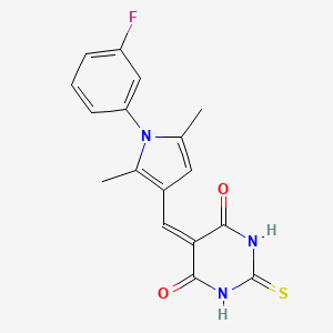 molecular formula C17H14FN3O2S B5749289 5-{[1-(3-fluorophenyl)-2,5-dimethyl-1H-pyrrol-3-yl]methylene}-2-thioxodihydro-4,6(1H,5H)-pyrimidinedione 