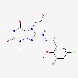 3,5-dichloro-2-methoxybenzaldehyde [7-(2-hydroxyethyl)-1,3-dimethyl-2,6-dioxo-2,3,6,7-tetrahydro-1H-purin-8-yl]hydrazone