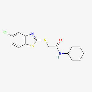 molecular formula C15H17ClN2OS2 B5749380 2-[(5-CHLORO-13-BENZOTHIAZOL-2-YL)SULFANYL]-N-CYCLOHEXYLACETAMIDE 