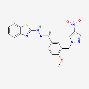 molecular formula C19H16N6O3S B5749441 4-methoxy-3-[(4-nitro-1H-pyrazol-1-yl)methyl]benzaldehyde 1,3-benzothiazol-2-ylhydrazone 