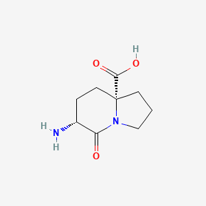 molecular formula C9H14N2O3 B574949 (6R,8aR)-6-Amino-5-oxohexahydroindolizine-8a(1H)-carboxylic acid CAS No. 172039-41-7