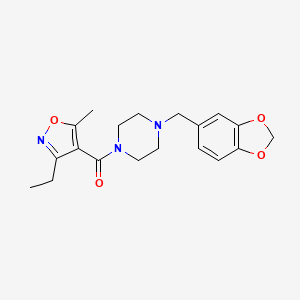 molecular formula C19H23N3O4 B5749543 1-(1,3-benzodioxol-5-ylmethyl)-4-[(3-ethyl-5-methyl-4-isoxazolyl)carbonyl]piperazine 