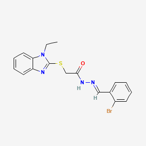 molecular formula C18H17BrN4OS B5749589 N'-(2-bromobenzylidene)-2-[(1-ethyl-1H-benzimidazol-2-yl)thio]acetohydrazide 